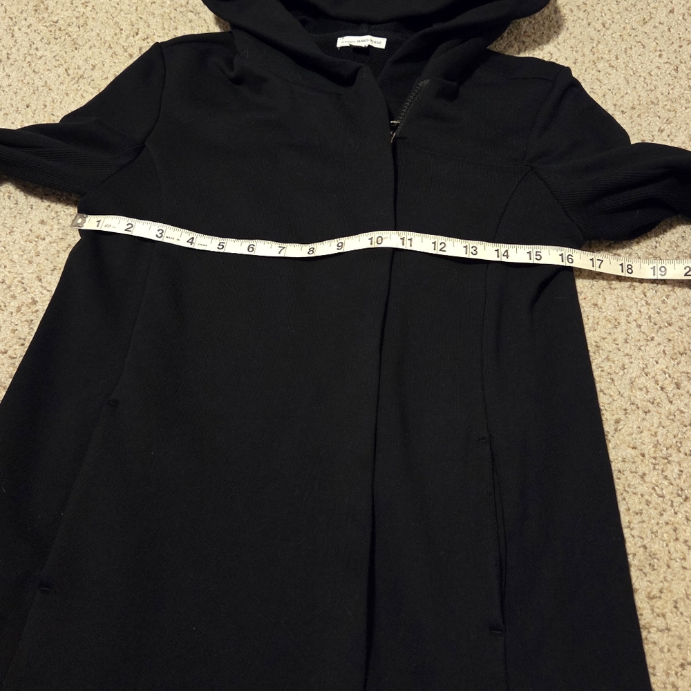 Standard James Perse Hooded Zip Front Sweatshirt Black Pockets Women's Medium - Picture 6 of 9